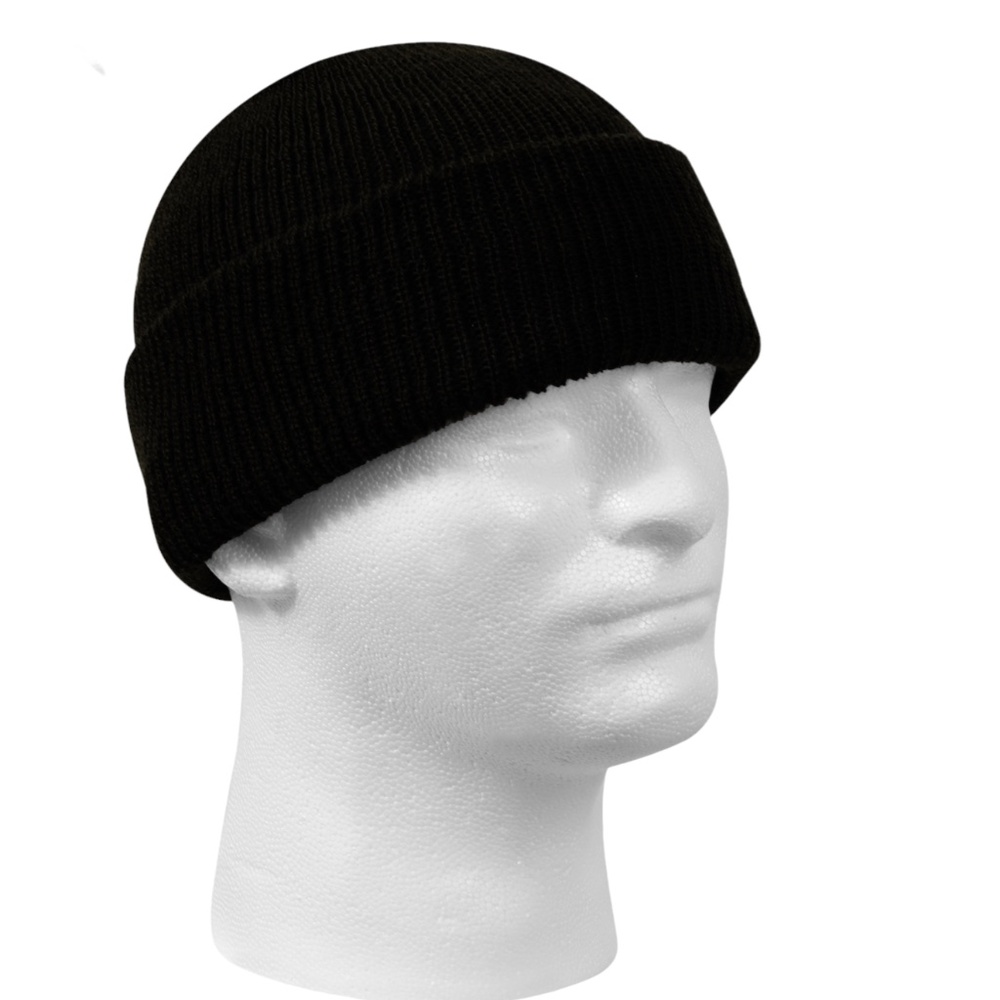 100% Wool, US Army Style Watch Cap / Toque - Black